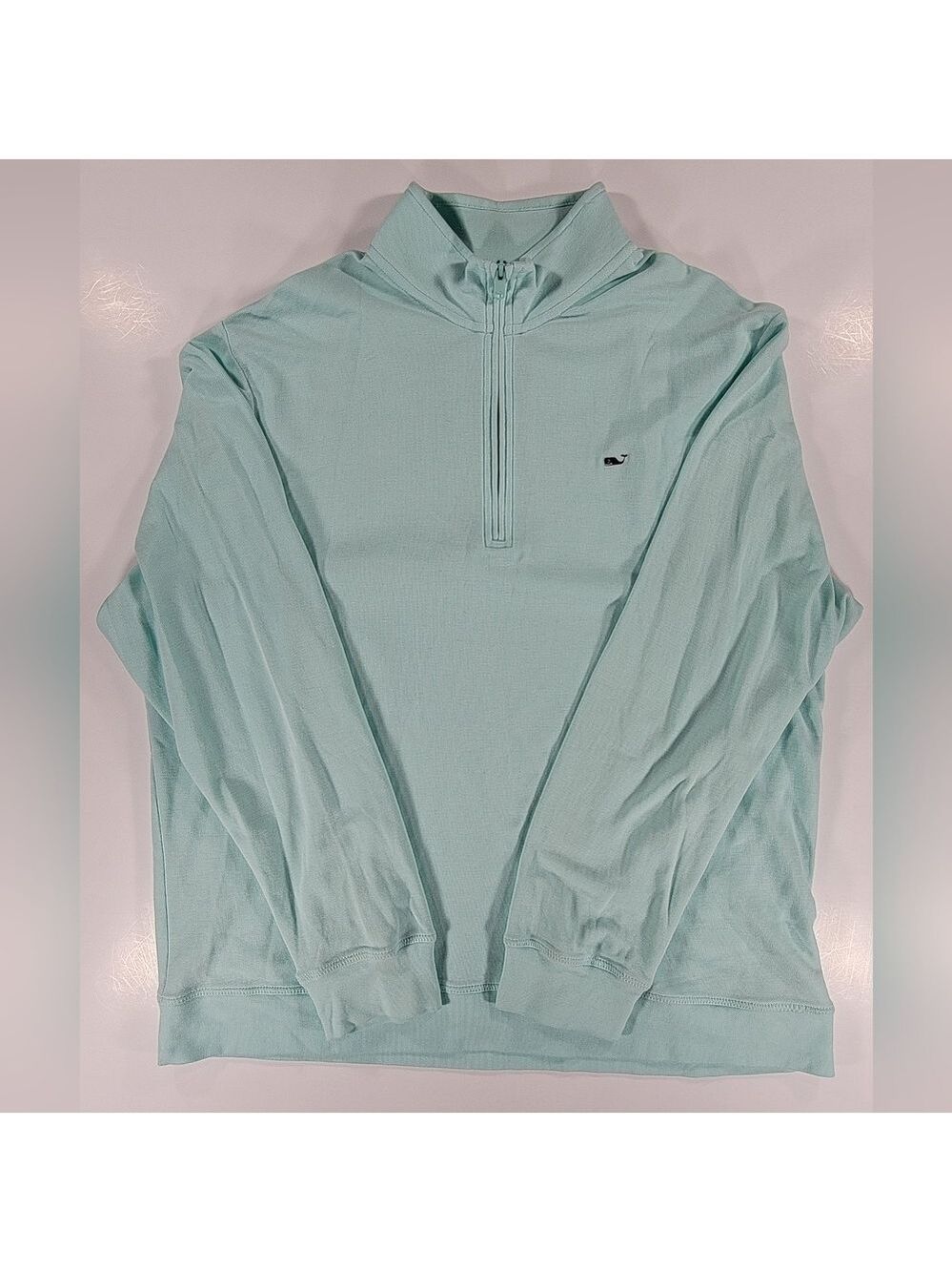 Vineyard Vines Sweater Men's XL Blue 1/4 Zip Pullover Whale Cotton Pique Knit